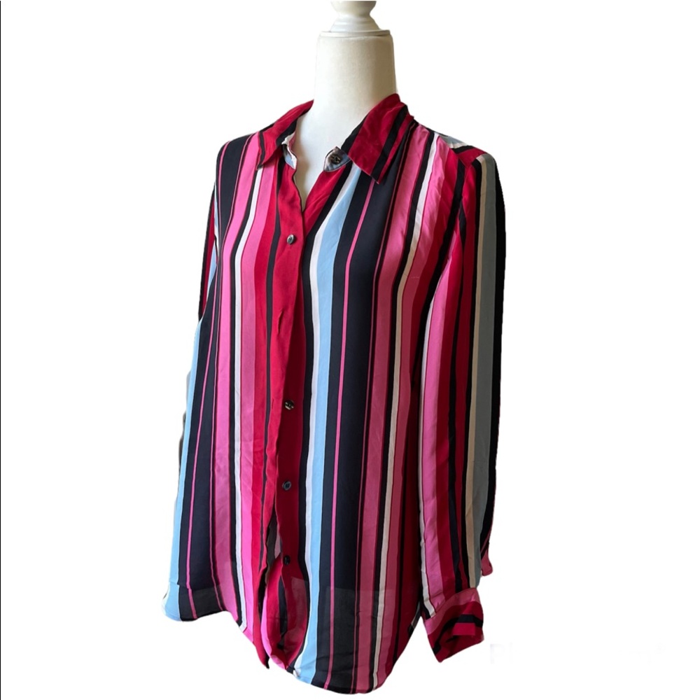 INC International Concepts Stripe Button Down Blouse Sz 18W